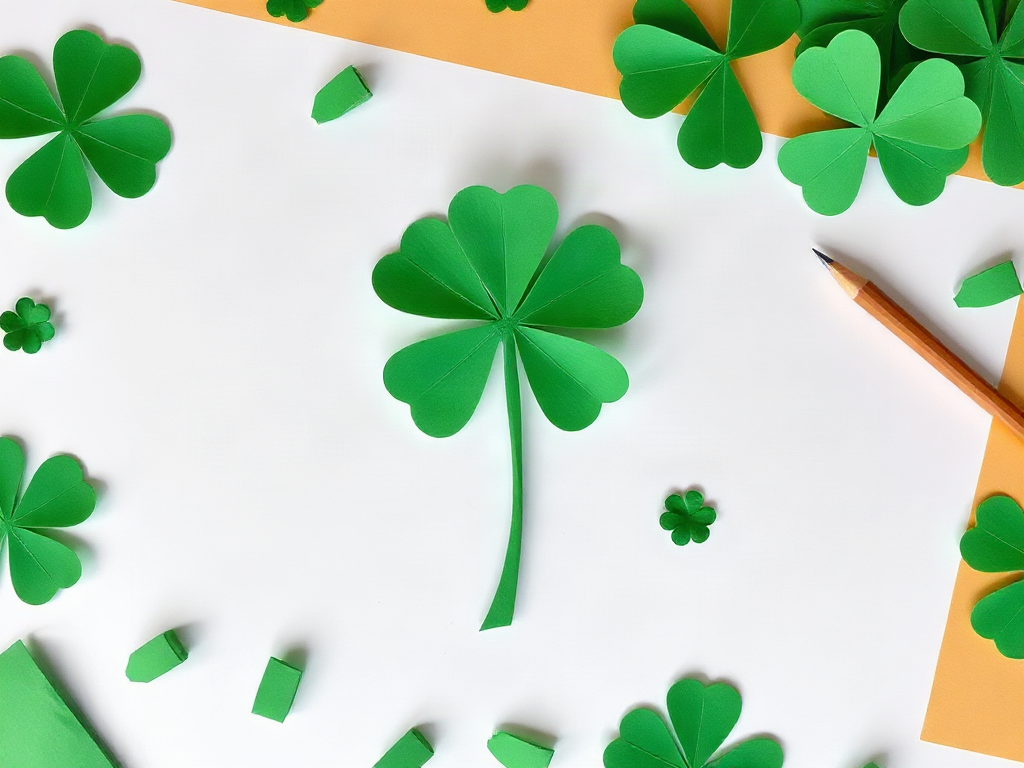 St. Patrick’s Day Kindergarten Craft With Paper—A Four-Leaf Shamrock Cutting Sequence