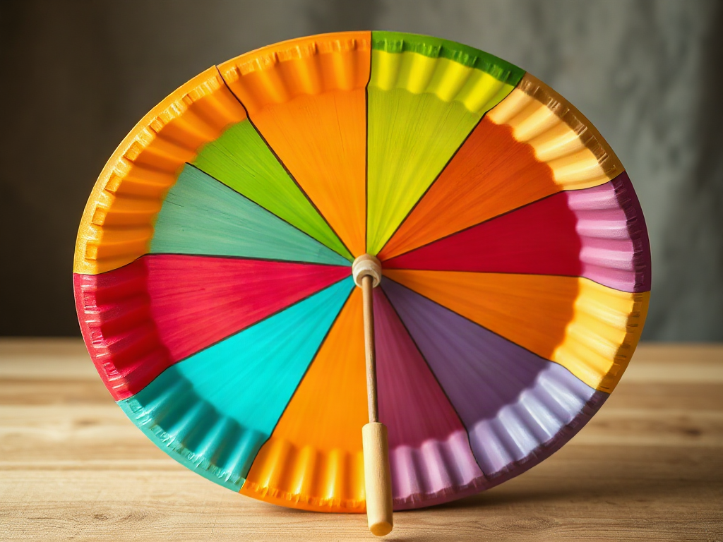 Colorful-Section Paper Plate Umbrella Craft: 7 Assembly Steps for a Neat Finish